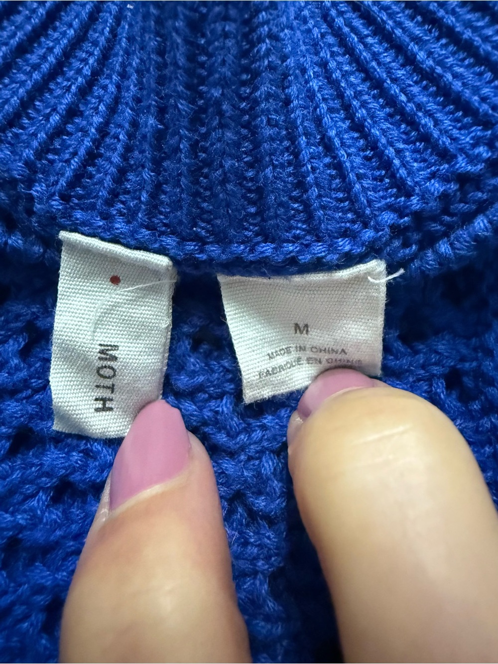 Anthropologie MOTH Blue Open Knit Pullover Sweater M - Picture 9 of 9